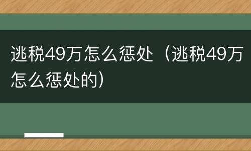 逃税49万怎么惩处（逃税49万怎么惩处的）