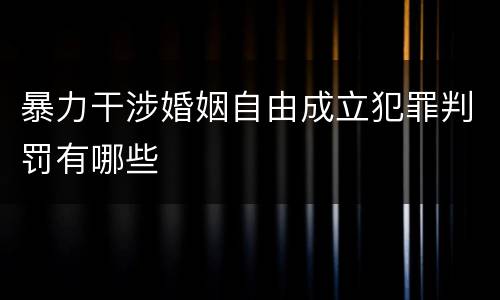 暴力干涉婚姻自由成立犯罪判罚有哪些
