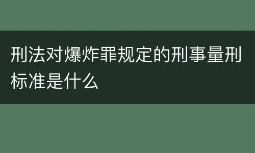 刑法对爆炸罪规定的刑事量刑标准是什么