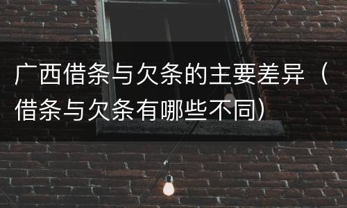 广西借条与欠条的主要差异（借条与欠条有哪些不同）