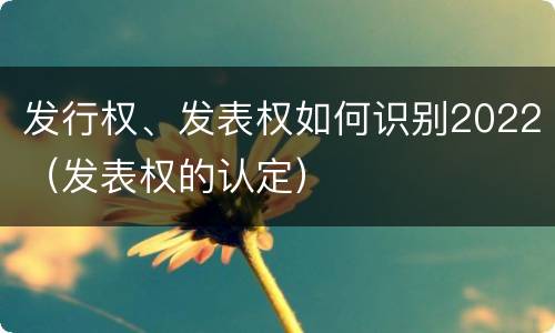 发行权、发表权如何识别2022（发表权的认定）