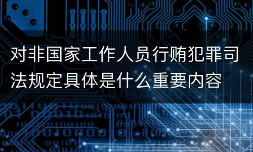对非国家工作人员行贿犯罪司法规定具体是什么重要内容