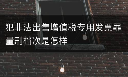 犯非法出售增值税专用发票罪量刑档次是怎样