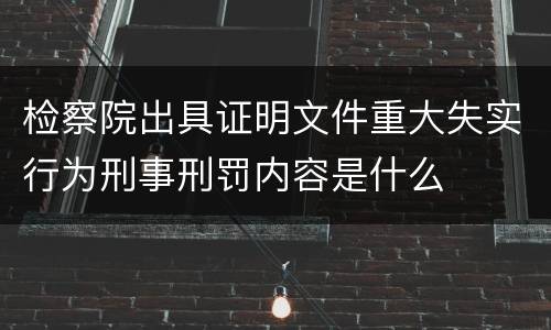 检察院出具证明文件重大失实行为刑事刑罚内容是什么