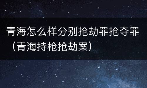 青海怎么样分别抢劫罪抢夺罪（青海持枪抢劫案）