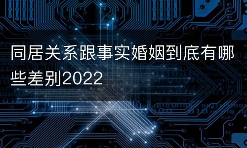 同居关系跟事实婚姻到底有哪些差别2022