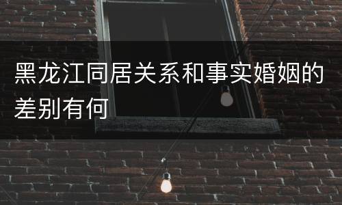 黑龙江同居关系和事实婚姻的差别有何