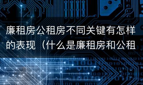 廉租房公租房不同关键有怎样的表现（什么是廉租房和公租房两个有什么特点）