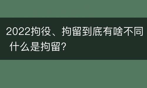 2022拘役、拘留到底有啥不同 什么是拘留?