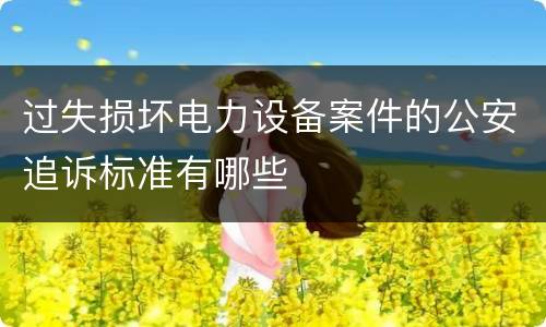 过失损坏电力设备案件的公安追诉标准有哪些