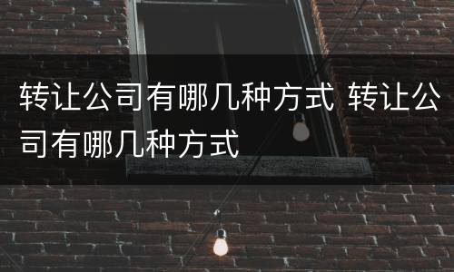 转让公司有哪几种方式 转让公司有哪几种方式