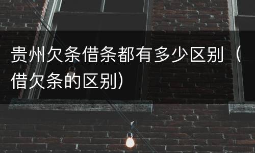 贵州欠条借条都有多少区别（借欠条的区别）