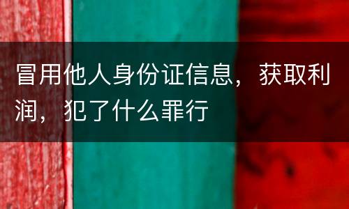 冒用他人身份证信息，获取利润，犯了什么罪行