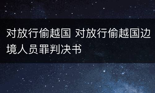 对放行偷越国 对放行偷越国边境人员罪判决书