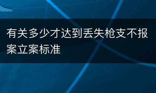 有关多少才达到丢失枪支不报案立案标准