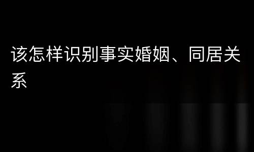 该怎样识别事实婚姻、同居关系