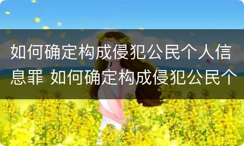 如何确定构成侵犯公民个人信息罪 如何确定构成侵犯公民个人信息罪的条件