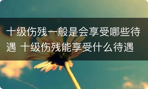 十级伤残一般是会享受哪些待遇 十级伤残能享受什么待遇