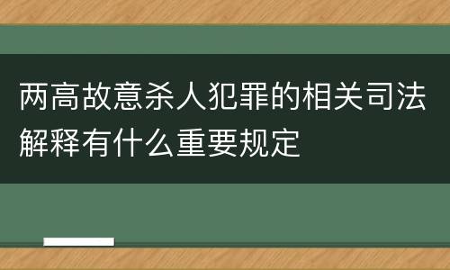 两高故意杀人犯罪的相关司法解释有什么重要规定