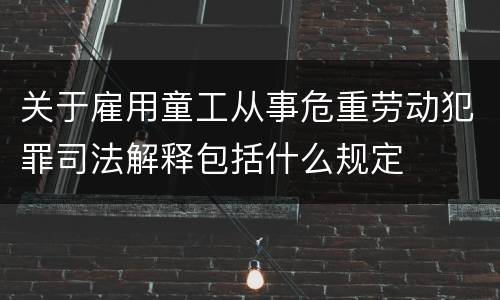 关于雇用童工从事危重劳动犯罪司法解释包括什么规定