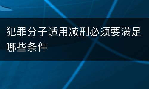 犯罪分子适用减刑必须要满足哪些条件