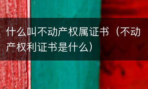 什么叫不动产权属证书（不动产权利证书是什么）
