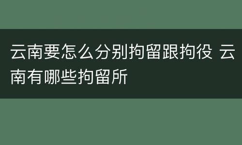 云南要怎么分别拘留跟拘役 云南有哪些拘留所