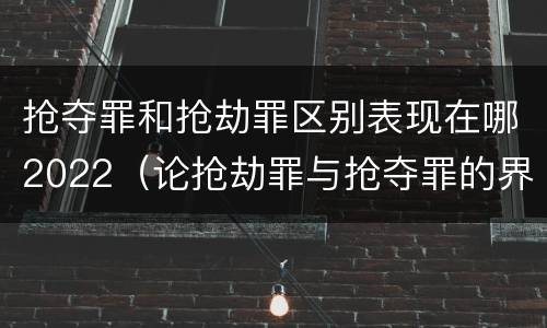 抢夺罪和抢劫罪区别表现在哪2022（论抢劫罪与抢夺罪的界限）