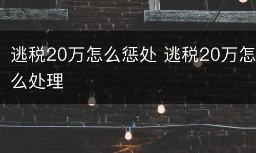 逃税20万怎么惩处 逃税20万怎么处理