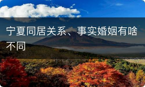宁夏同居关系、事实婚姻有啥不同