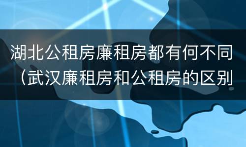 湖北公租房廉租房都有何不同（武汉廉租房和公租房的区别）