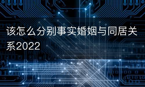 该怎么分别事实婚姻与同居关系2022