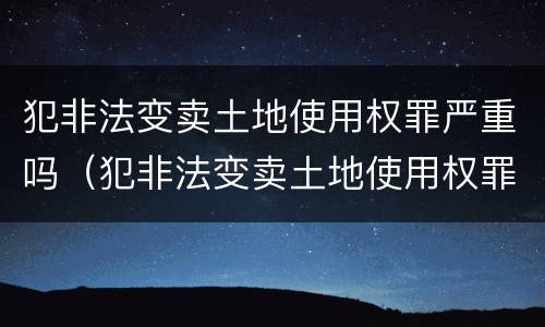 犯非法变卖土地使用权罪严重吗（犯非法变卖土地使用权罪严重吗判多少年）