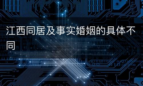 江西同居及事实婚姻的具体不同
