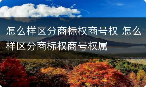 怎么样区分商标权商号权 怎么样区分商标权商号权属