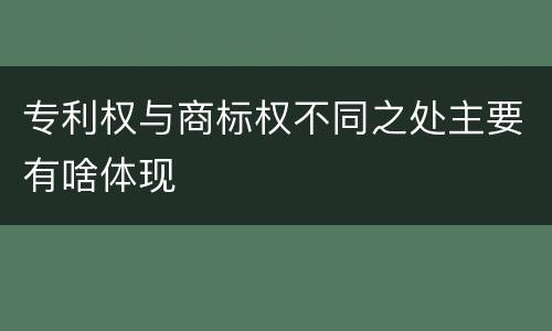 专利权与商标权不同之处主要有啥体现