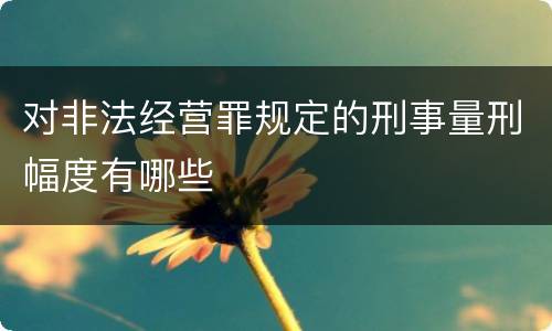 对非法经营罪规定的刑事量刑幅度有哪些
