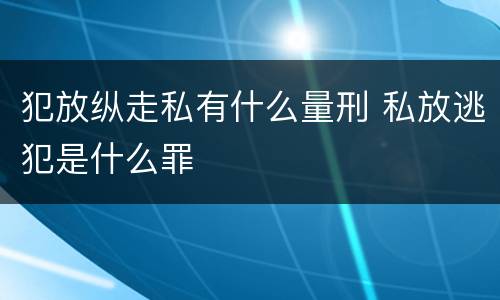 犯放纵走私有什么量刑 私放逃犯是什么罪