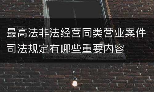 最高法非法经营同类营业案件司法规定有哪些重要内容