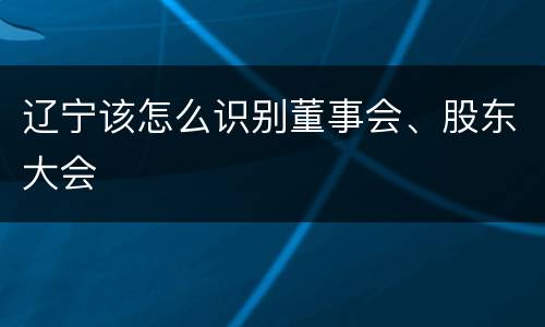 辽宁该怎么识别董事会、股东大会