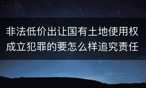 非法低价出让国有土地使用权成立犯罪的要怎么样追究责任