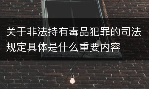 关于非法持有毒品犯罪的司法规定具体是什么重要内容