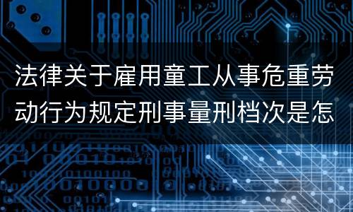 法律关于雇用童工从事危重劳动行为规定刑事量刑档次是怎样