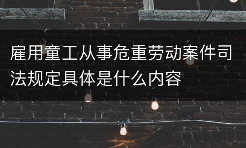 雇用童工从事危重劳动案件司法规定具体是什么内容