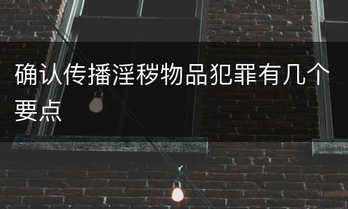 确认传播淫秽物品犯罪有几个要点