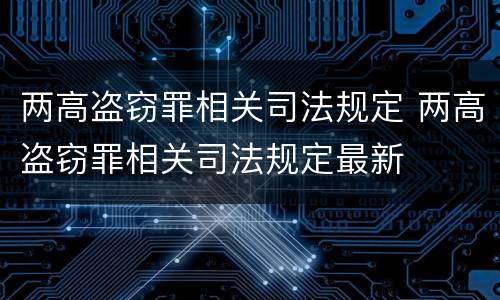 两高盗窃罪相关司法规定 两高盗窃罪相关司法规定最新