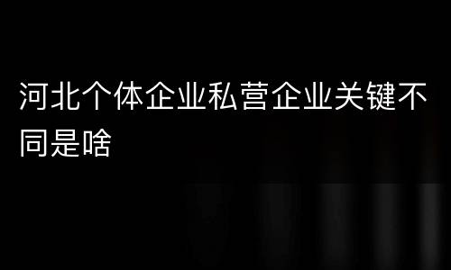 河北个体企业私营企业关键不同是啥