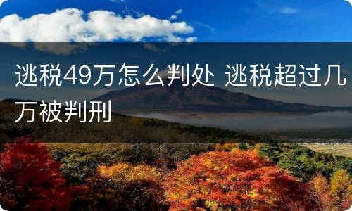 逃税49万怎么判处 逃税超过几万被判刑