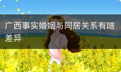 广西事实婚姻与同居关系有啥差异