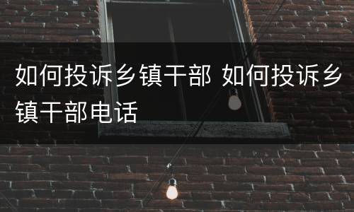 如何投诉乡镇干部 如何投诉乡镇干部电话
